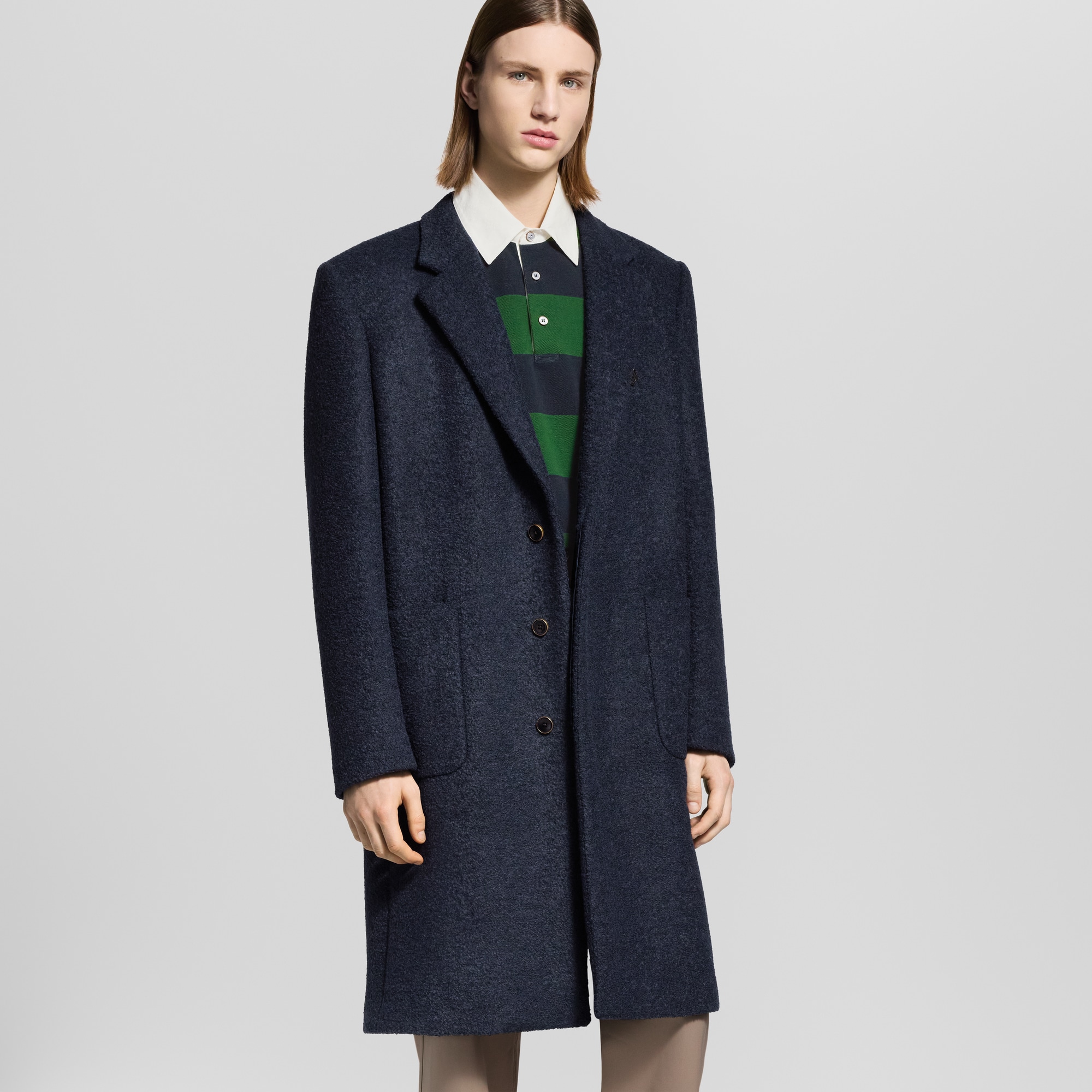 メル　LOUIS VUITTON 　ウール ネイビー ピーコート Single-Breasted Wool City Coat - Ready-to-Wear | LOUIS VUITTON